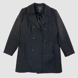 Arizona Jean Company Women's 98% Wool Double Breasted Grey Pea Coat Size XL